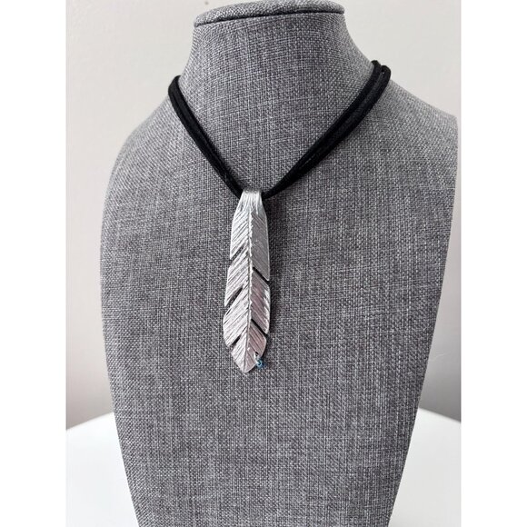 Up-cycled Silverware feather pendant bohemian necklace flatware jewelry - Picture 1 of 6